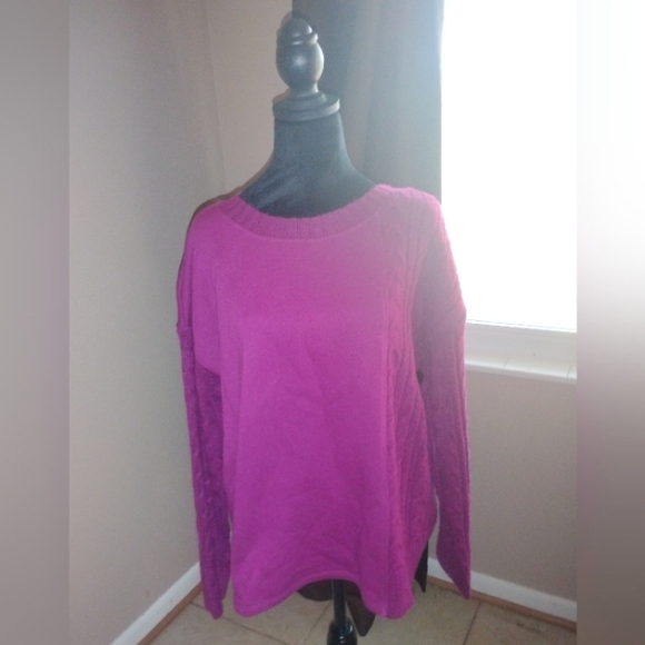 NWT Womens Time & Tru Sweater Fushia (1) Ashley Stewart Sweater Purple Gold (1) - Picture 2 of 7